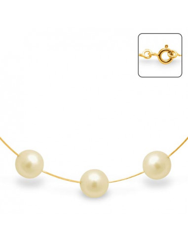 Collier 3 Perles de Culture d'Eau...