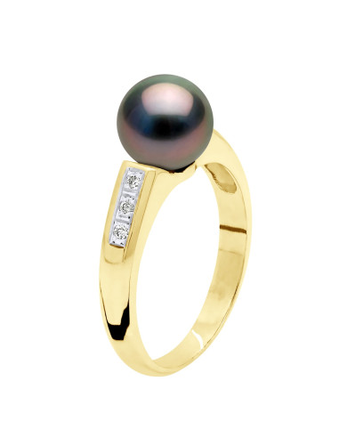 Bague Tahiti Ronde 8-9 mm & Diamants...