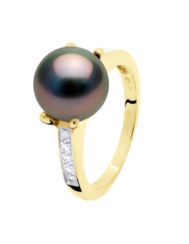 Bague Tahiti Ronde 8-9 mm & Diamants...