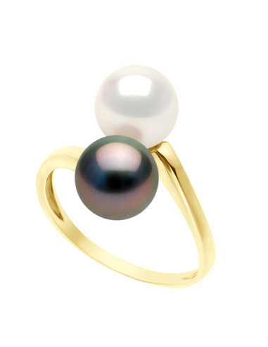 Bague Jonc Toi & Moi Or 1 Perle de...