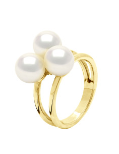 Bague Trio 3 Perles Eau...