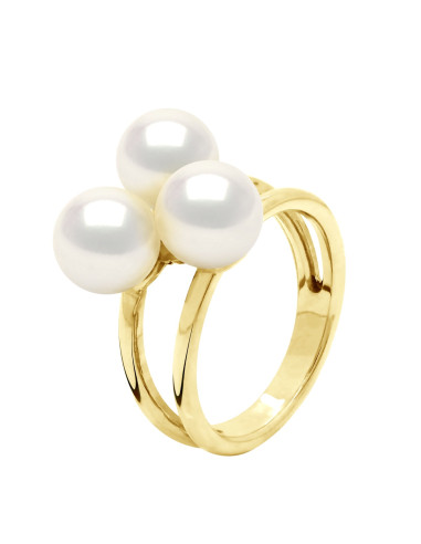 Bague Trio 3 Perles Eau Douce Naturel...