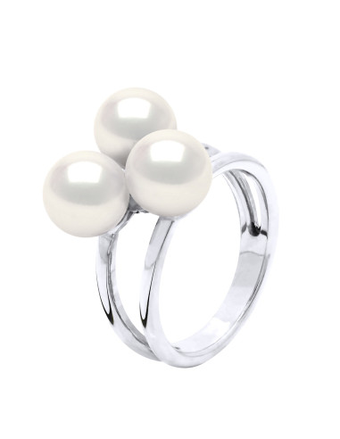 Bague Trio 3 Perles Eau Douce Naturel...