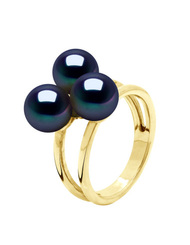 Bague Trio 3 Perles Eau Douce Naturel...